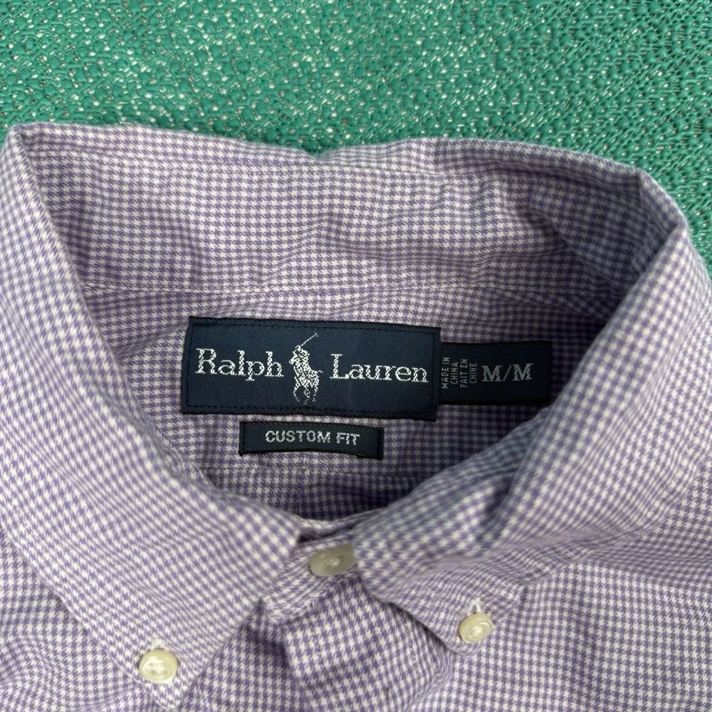 Ralph Lauren Button Down Shirt Sz M Check Long Sleeve Casual  Dad Business‎ - Picture 4 of 8